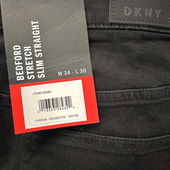 DKNY BEDFORD STRETCH SLIM STRAIGHT PANTS BLACK, New with Tag - Picture 5 of 5